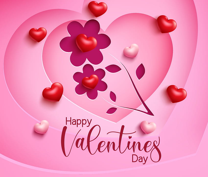 Valentines flower vector backgrounds design. Happy valentine's day text with paper cut flowers shape and 3d heart element for sweet and cute valentine greeting design. Vector illustration 4852345 Vector Art at Vecteezy, happy valentines day cute HD wallpaper