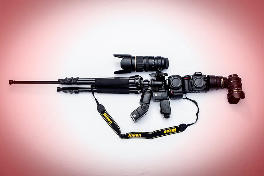 Kamera, Hintergrund, Nikon, M16, Angriff, Gewehr, Militär, Waffe / und mobile Hintergründe, Militärwaffen HD-Hintergrundbild