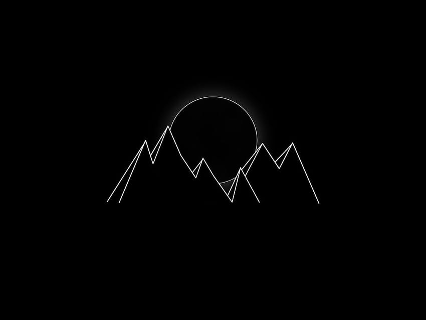 minimal, ciemny... kubek, czarno-białe minimalne góry Tapeta HD