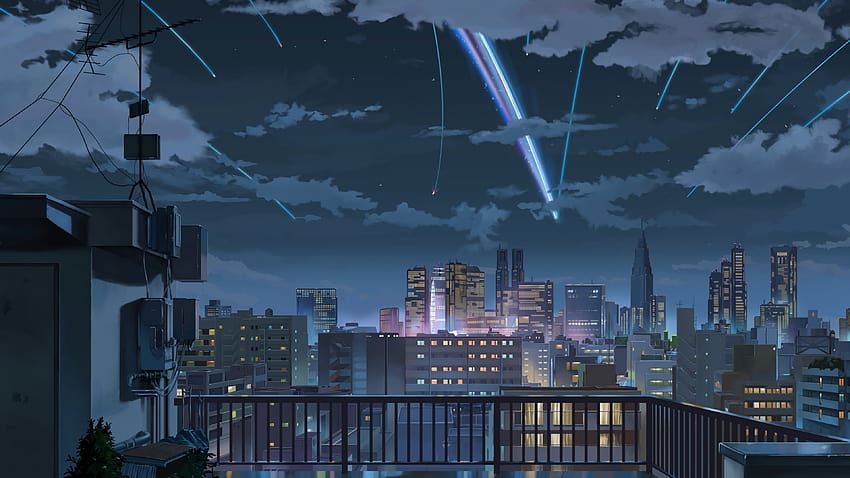Anime City, Clouds, Kimi No Na Wa, Falling Star, Your Name HD wallpaper