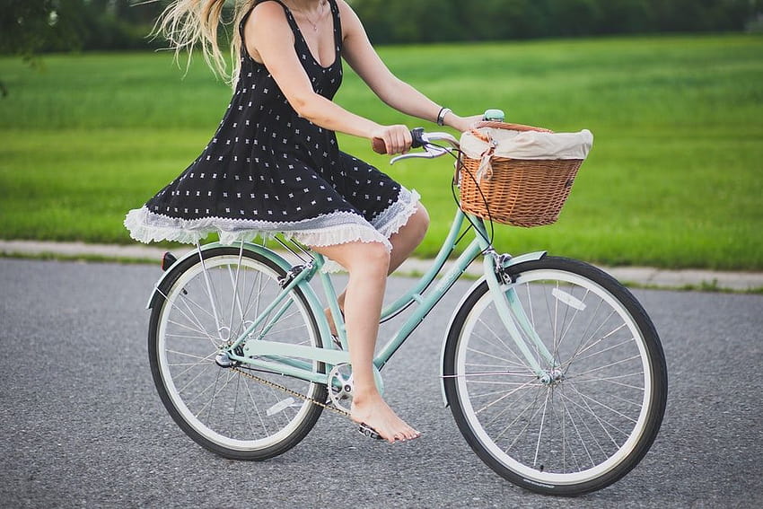 Girl On Bike, women bicycle HD wallpaper