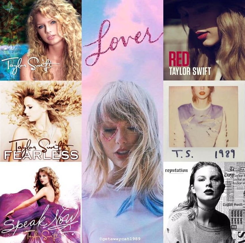 J'ai fait un collage de toutes les pochettes d'albums de Taylor, tous les albums de Taylor Swift Fond d'écran HD