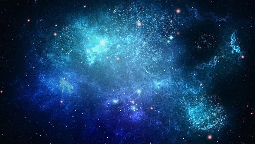 Blue and purple star nebula, stary in blue HD wallpaper