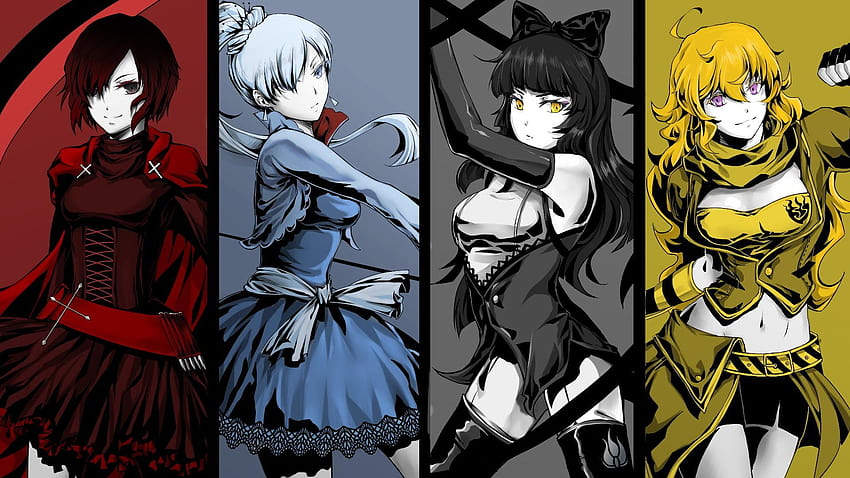 4명의 여성 애니메이션 캐릭터 디지털, 애니메이션, RWBY, Ruby, rwby 애니메이션 HD 월페이퍼