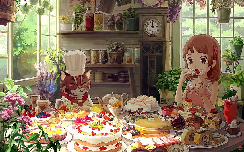 Premium AI Image | Anime girl cooking in the kitchen