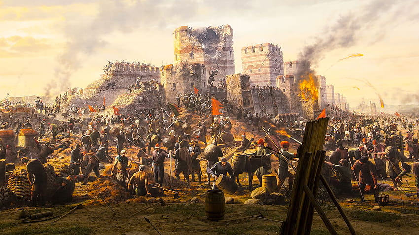 Как Константинопол пада в ръцете на османските турци и се превръща в Истанбул, византийска империя HD тапет