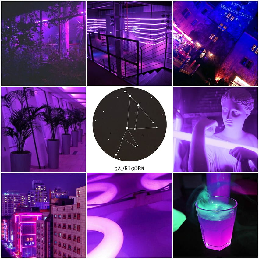 Aesthetics • zodiac • neon • purple • capricorn, zodiac sign purple ...