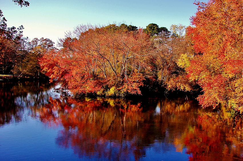 Flusshintergründe, Herbst, Nass, Landschaften, Cool, Flussfall HD-Hintergrundbild