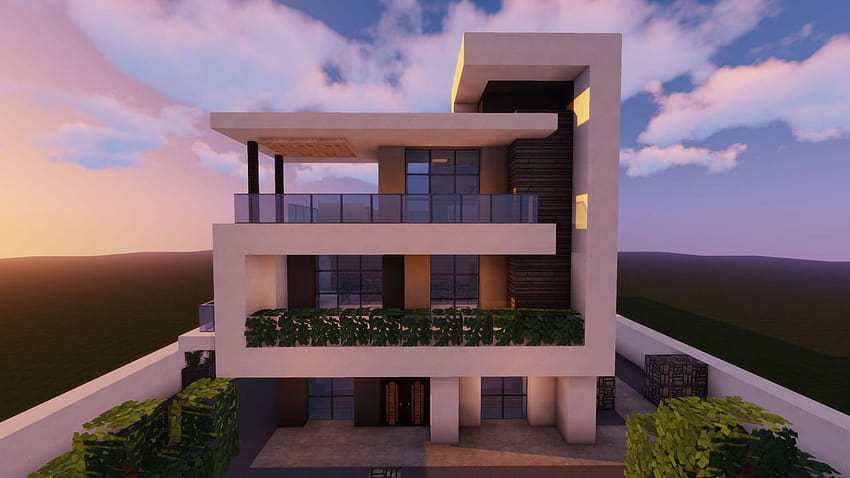 Как да построим модерна къща в Minecraft, модерна къща в Minecraft HD тапет