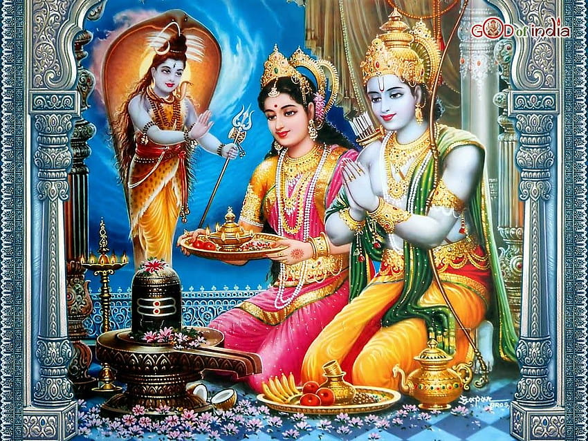 Ram Sita Giving Blessings, ram and sita HD wallpaper