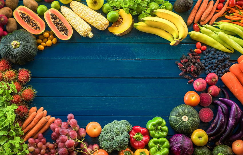 background, Fruit, vegetables, cuts , section еда, variety of fruits and vegetables HD wallpaper