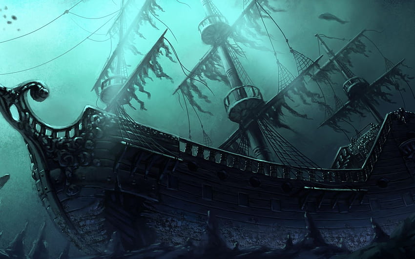 sunken pirate ship drawing