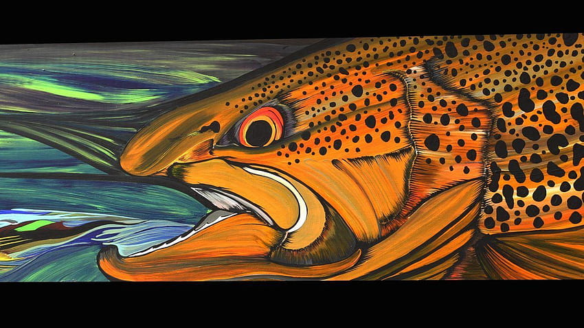 Poissons: Pêche sportive Poisson Bar Poissons Truite Oeuvre Peinture Déménagement, truite iphone Fond d'écran HD