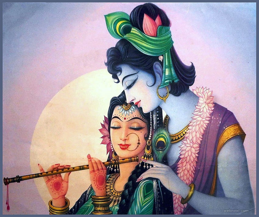 50 hermosas pinturas de Radha Krishna de los mejores artistas indios, linda Radha Krishna fondo de pantalla