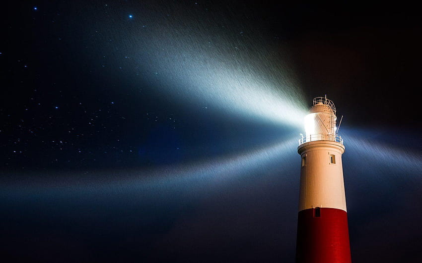 lighthouse night light star rain, lightstar HD wallpaper