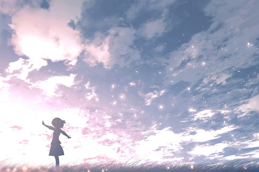 2560x1700 Anime Girl, Silhouette, Anime Landscape, Clouds, Scenic, Loli for Chromebook Pixel, silhouette anime HD wallpaper