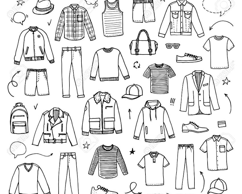 Hand Drawn Mens Clothing Vector Illustration On White Backgrounds [1300x1191] untuk , Mobile & Tablet Anda Wallpaper HD