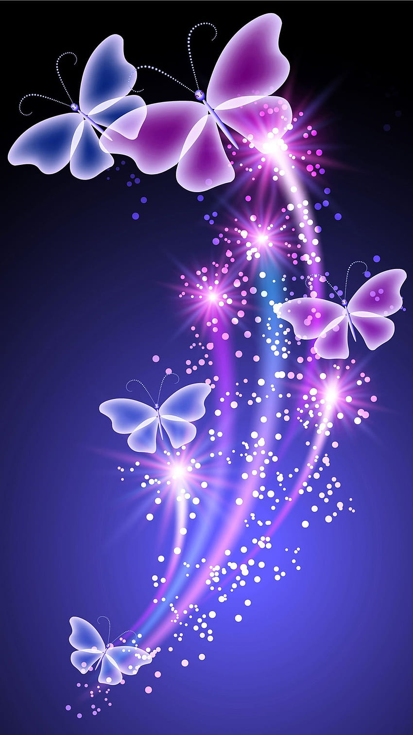Mariposa azul púrpura con purpurina fondo de pantalla del teléfono