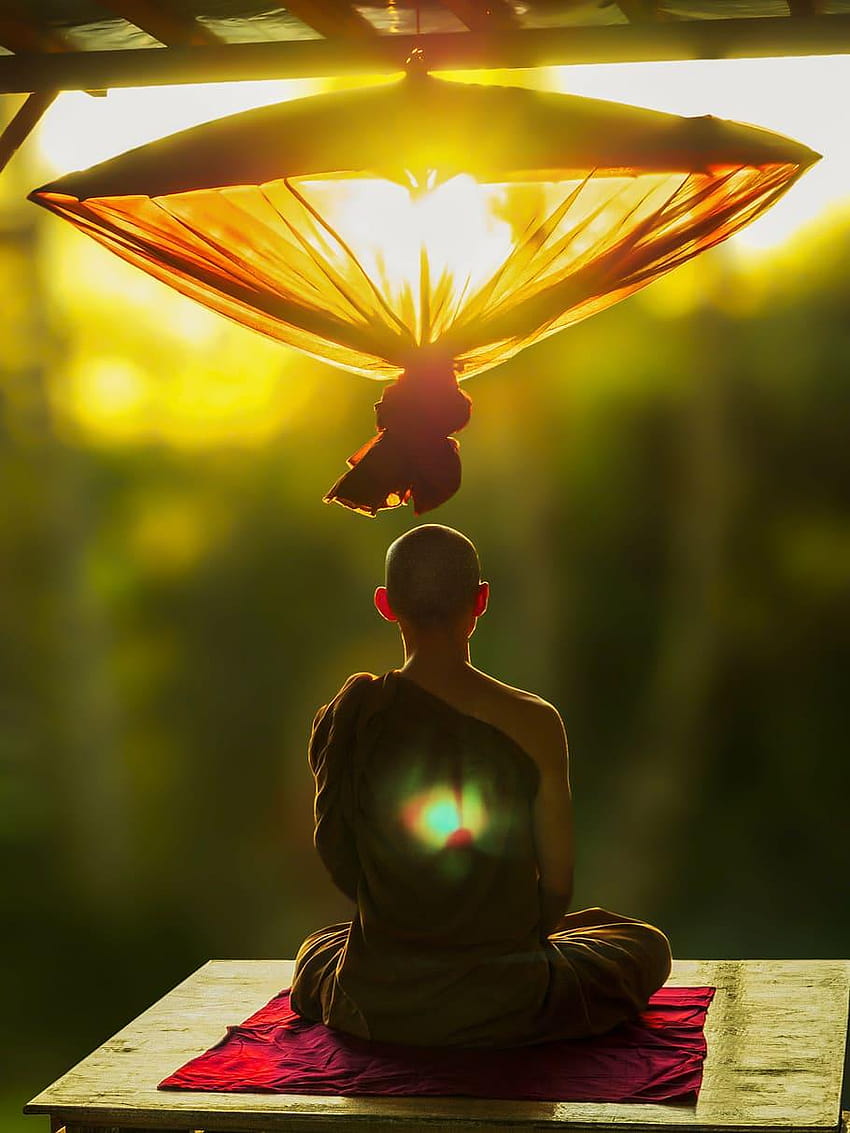 : człowiek medytujący, buddyzm theravada, medytować, mnich mobilny Tapeta na telefon HD