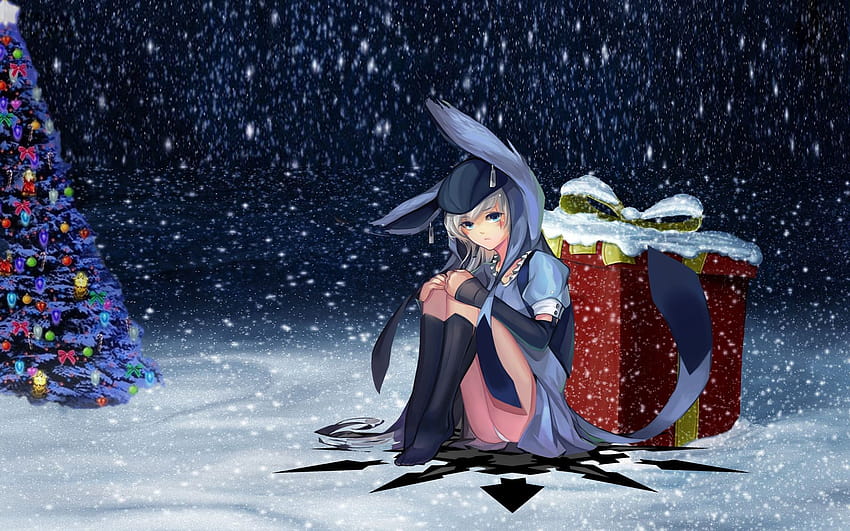 Anime Christmas Girl, nightcore natal papel de parede HD