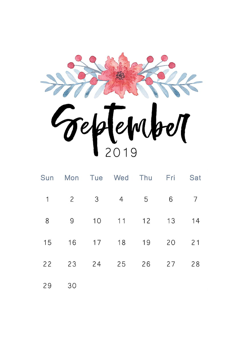 September 2019 Printable Calendar, september 2019 calendar HD phone wallpaper