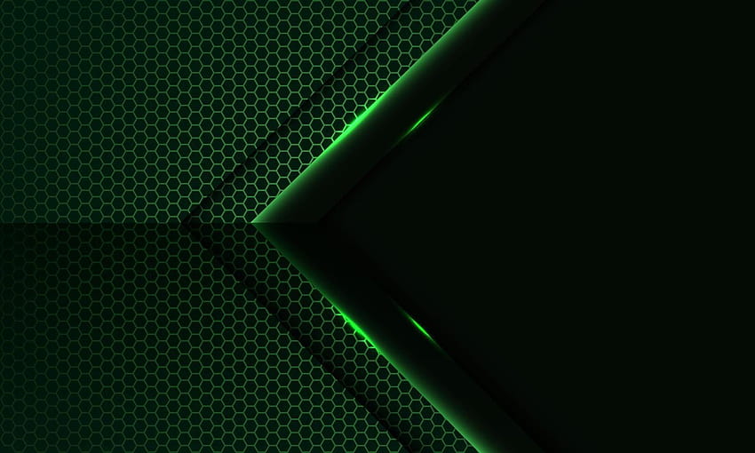 Абстрактна посока на стрелката със зелена светлина върху шестоъгълен мрежест модел с дизайн на празно пространство, модерен луксозен футуристичен технологичен фон, векторна илюстрация. 1988356 Векторно изкуство във Vecteezy, черни и зелени фрагменти HD тапет