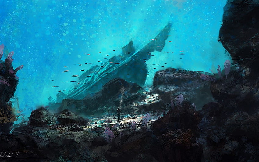 Wasser, abstrakt, Felsen, tief, unter Wasser ::, tiefes Wasser HD-Hintergrundbild