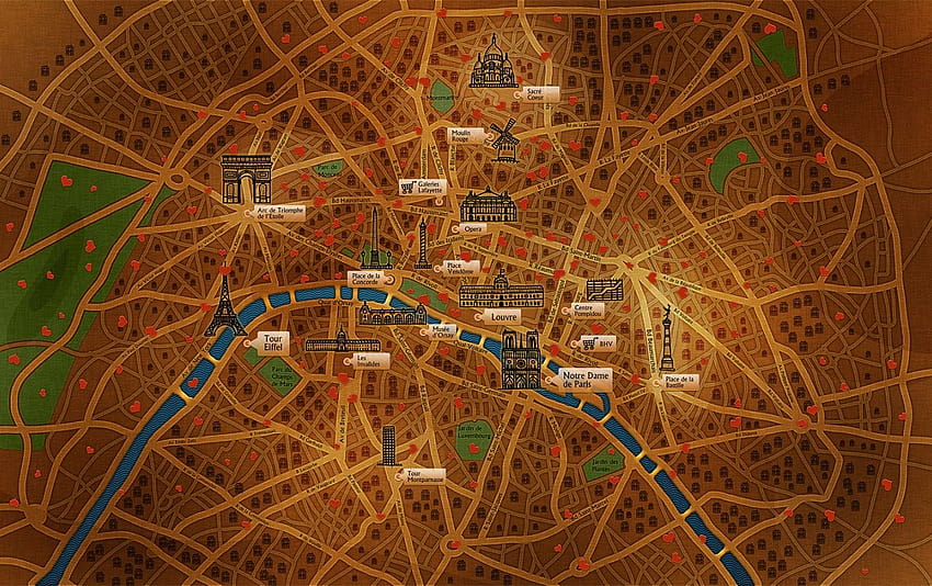 Paris Map, france map HD wallpaper