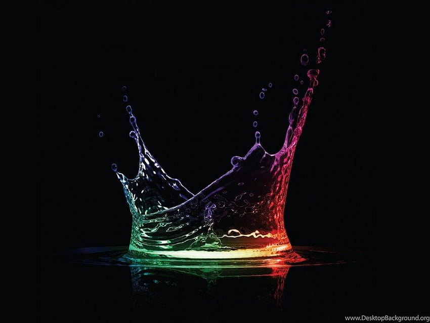 3d Rainbow Water Drop Black Android, amoled liquid HD wallpaper