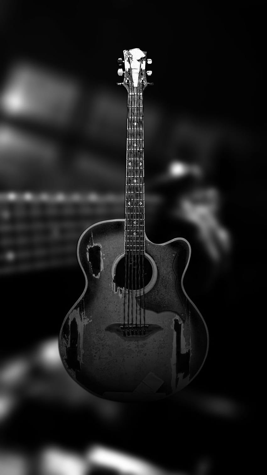 Black Guitar 0035, guitarra escura Papel de parede de celular HD