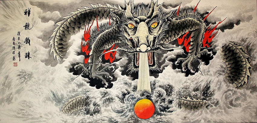 Chinese Dragon and Tiger, japanese dragon HD wallpaper