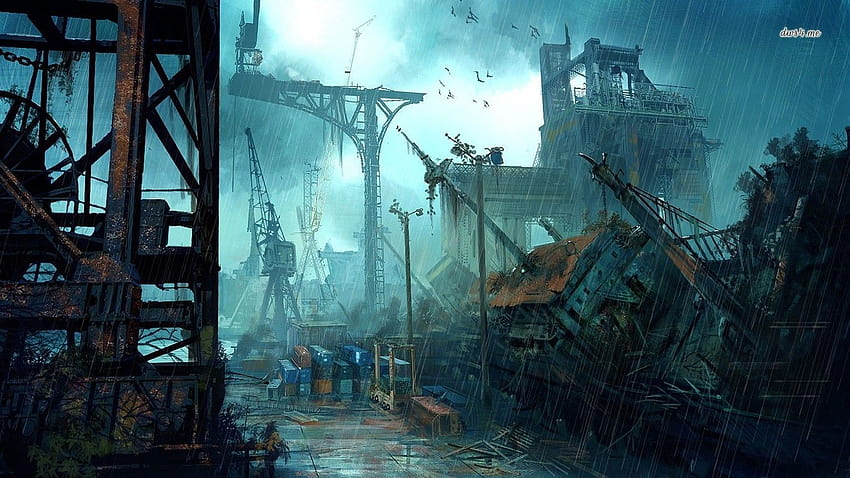 Abandoned harbour in the rain, harbours HD wallpaper | Pxfuel