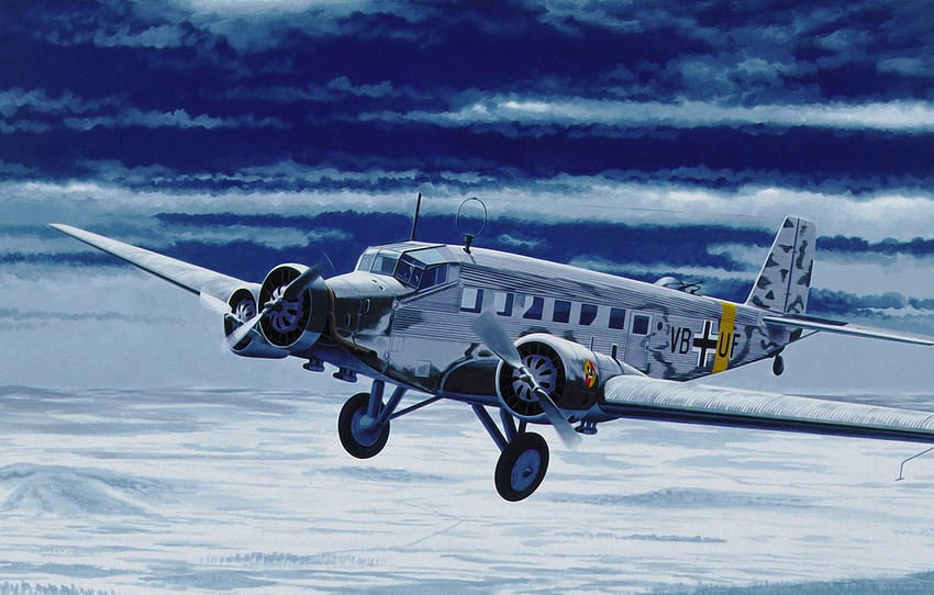 art, airplane, painting, aviation, Junkers Ju 52 , section авиация HD wallpaper