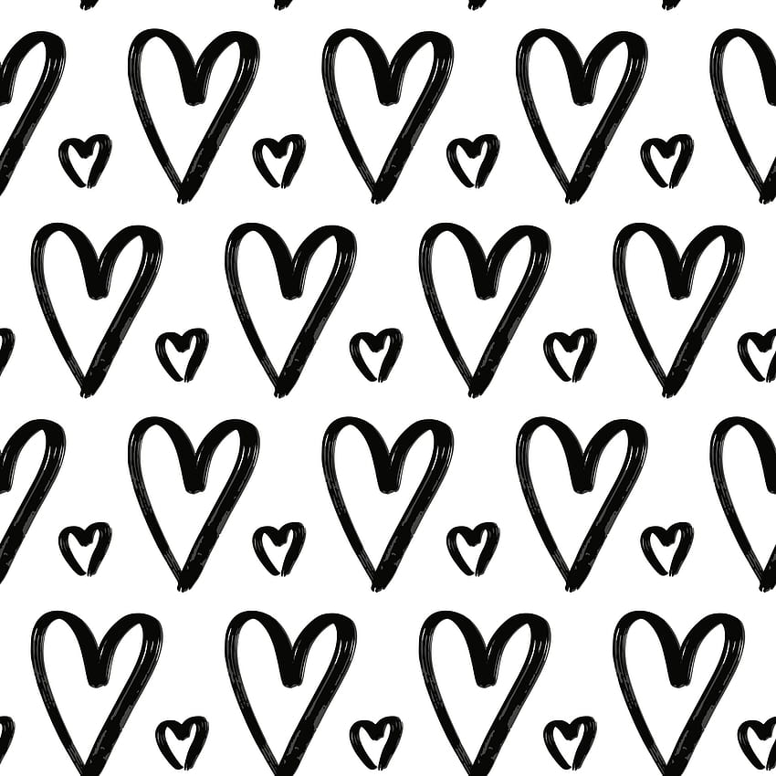 Grunge elle çizilmiş kalpler kusursuz desen Dokulu siyah mürekkep 3030893 Vektör Sanatı, Vecteezy HD telefon duvar kağıdı