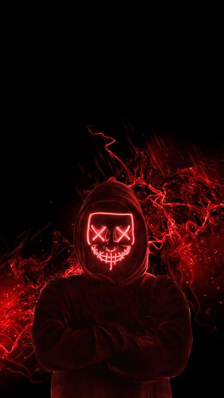 Red Neon Mask iPhone, people x eyes HD phone wallpaper