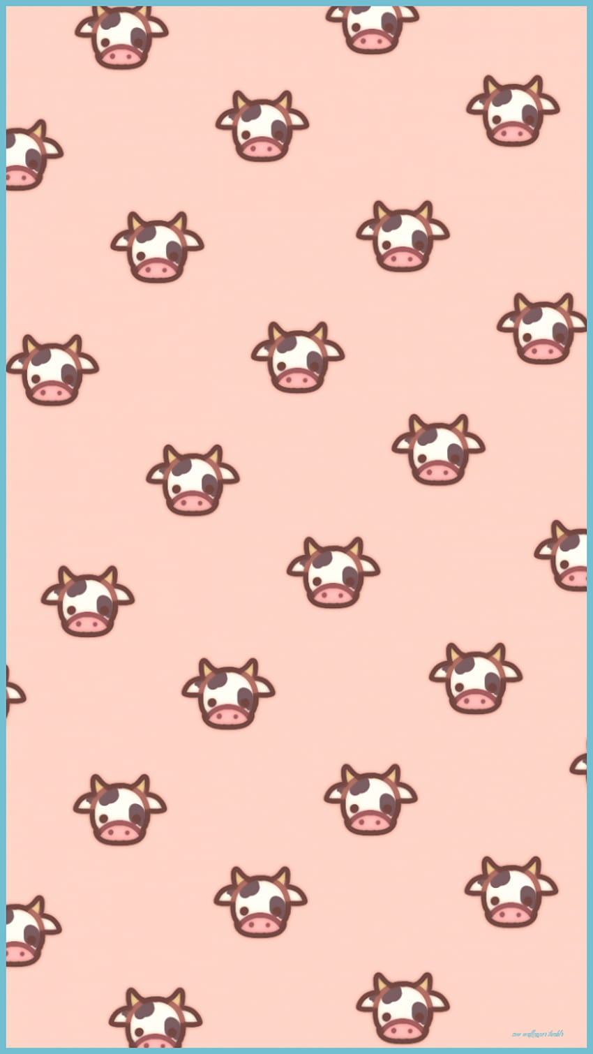 Vaca Vaca, Kawaii, Estampado de vaca, vaca estética rosa fondo de pantalla del teléfono