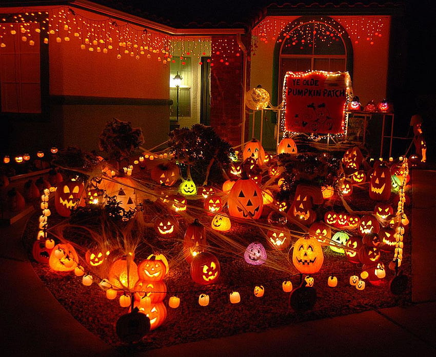 Decoración de Halloween, decoración de la casa de Halloween. fondo de pantalla