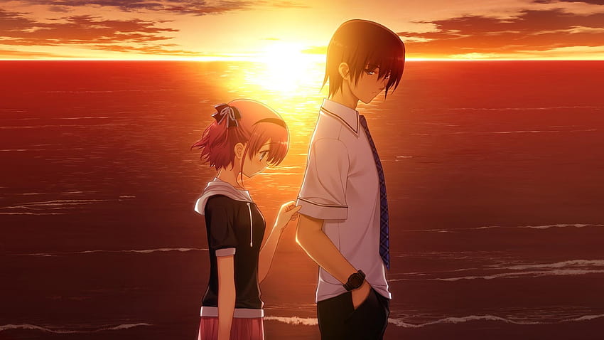 Gün Batımında Üzgün ​​Çift, anime ayrılığı üzücü HD duvar kağıdı