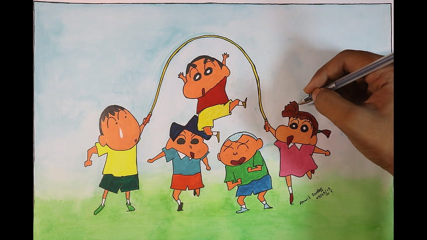 How to draw shinchan and his friends - YouTube
