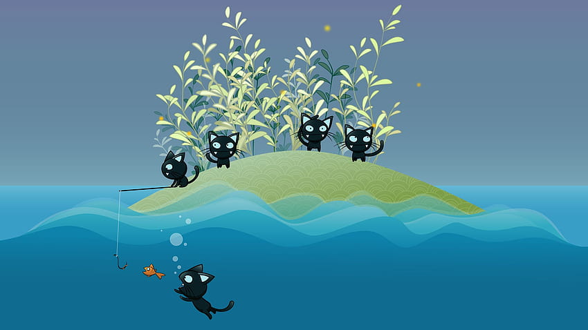 Анимационна котка, анимационни пролетни котки HD тапет