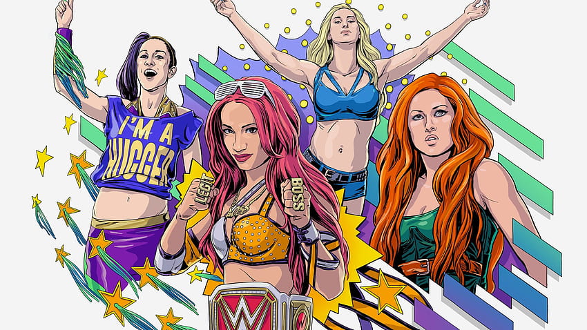 Le quattro amazzoni della WWE, Becky Lynch e Sasha Banks Sfondo HD