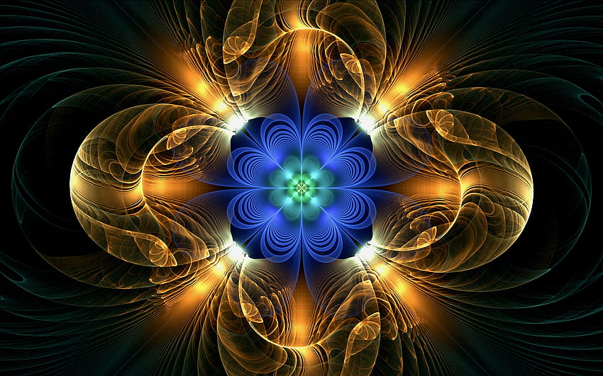 Abstract, Blue Floral Pattern, Fractal, , Background, 4fjhzx, fractal flower shapes pattern HD wallpaper