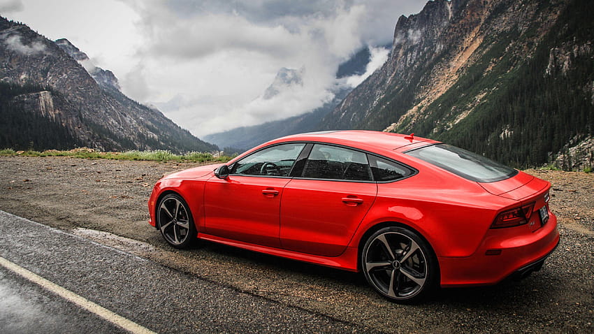 3840x2160 Audi, Rs7, Red, Side view, Mountain, audi rs7 HD wallpaper