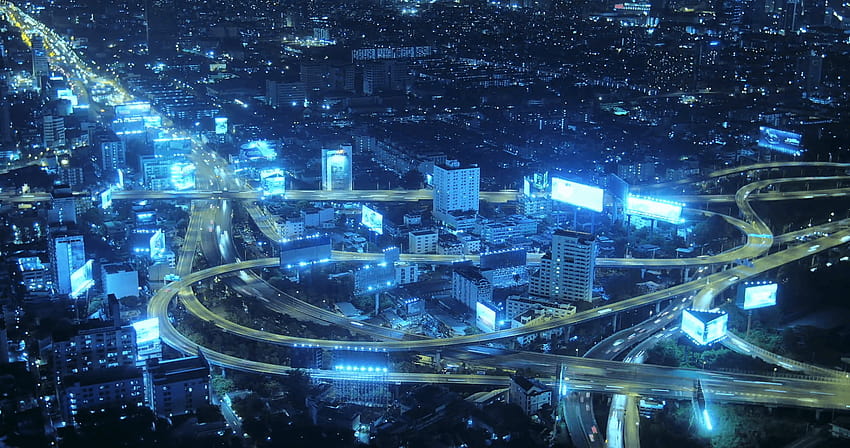 Futuristische Stadthintergründe des modernen Autobahnaustauschsystems, futuristische Hintergrundlandschaft HD-Hintergrundbild