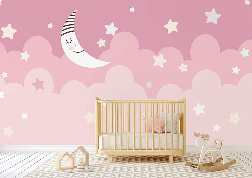 AMAZING WALL Peel and Stick Moon Cloud Nursery Room Self Adhesive 240cm HD wallpaper