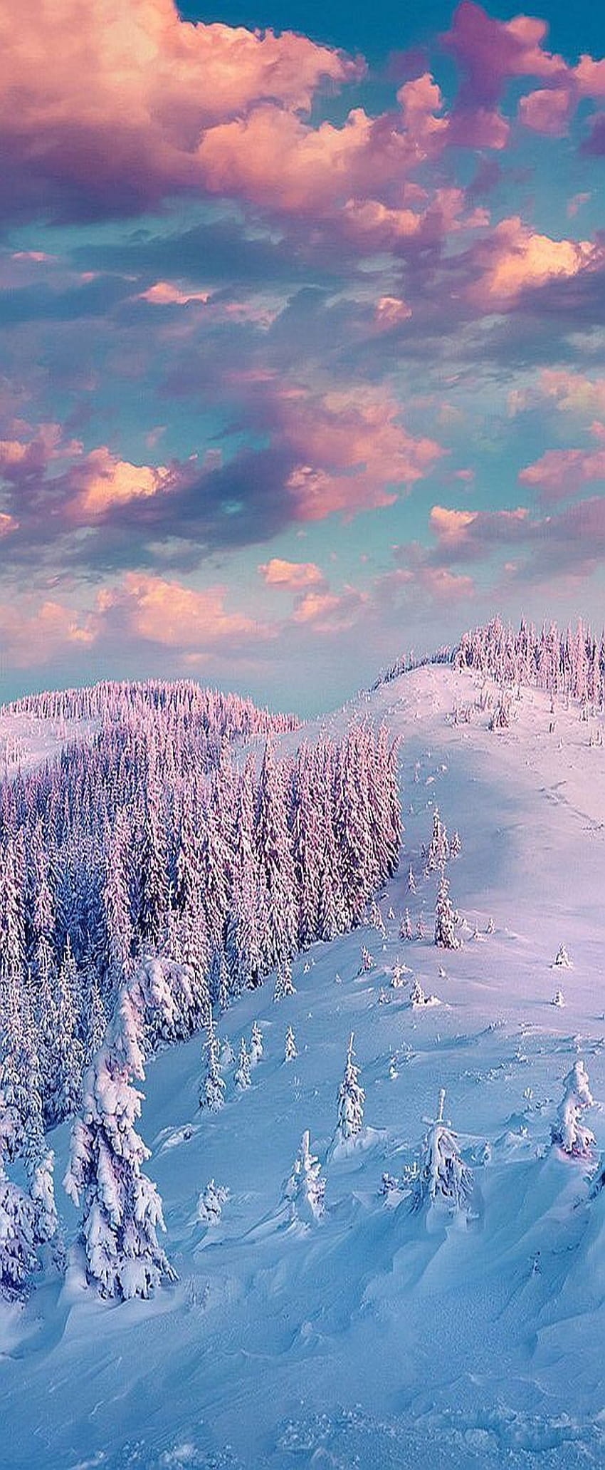 Pink Aesthetic Snow Landscape posted by Sarah Anderson, winter aesthetics blue HD phone wallpaper