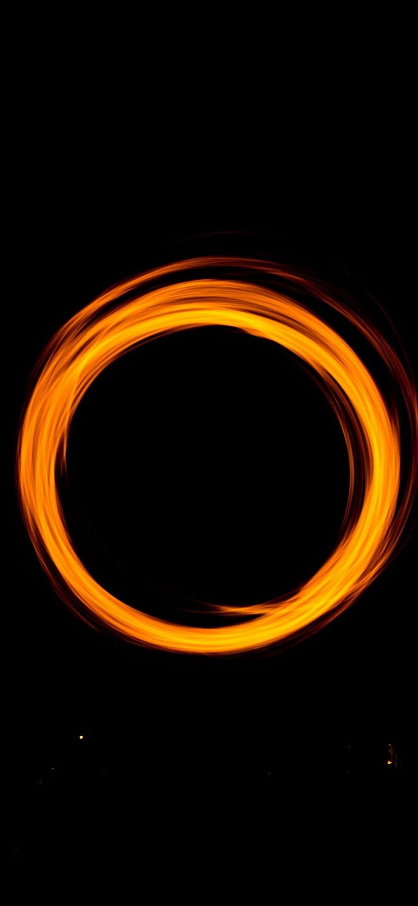 Cerchio luminoso arancione, sfondi neri 2880x1800, anello luminoso Sfondo del telefono HD