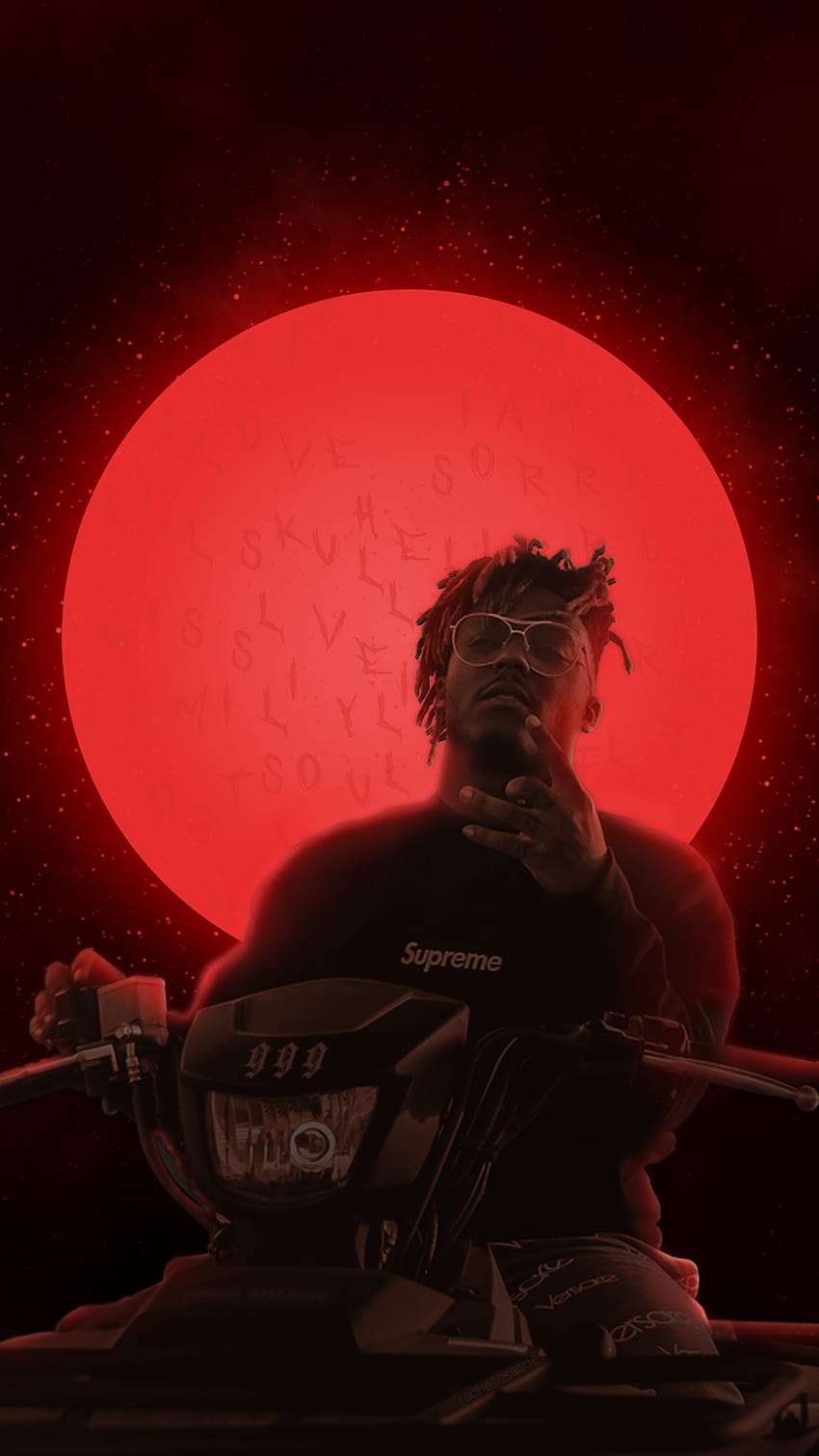 i made this juice wrld edit and thought I'd share it with you here ❤️ 999 forever, cool red moon HD phone wallpaper