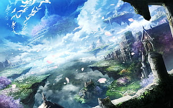 Bầu trời trong xanh, thành phố treo lơ lửng giữa trời và biển, tất cả đều được tái hiện trong các hình nền Anime Floating City HD. Hãy trải nghiệm cảm giác thăng hoa, tận hưởng sự độc đáo và đẹp mắt trong từng chi tiết.