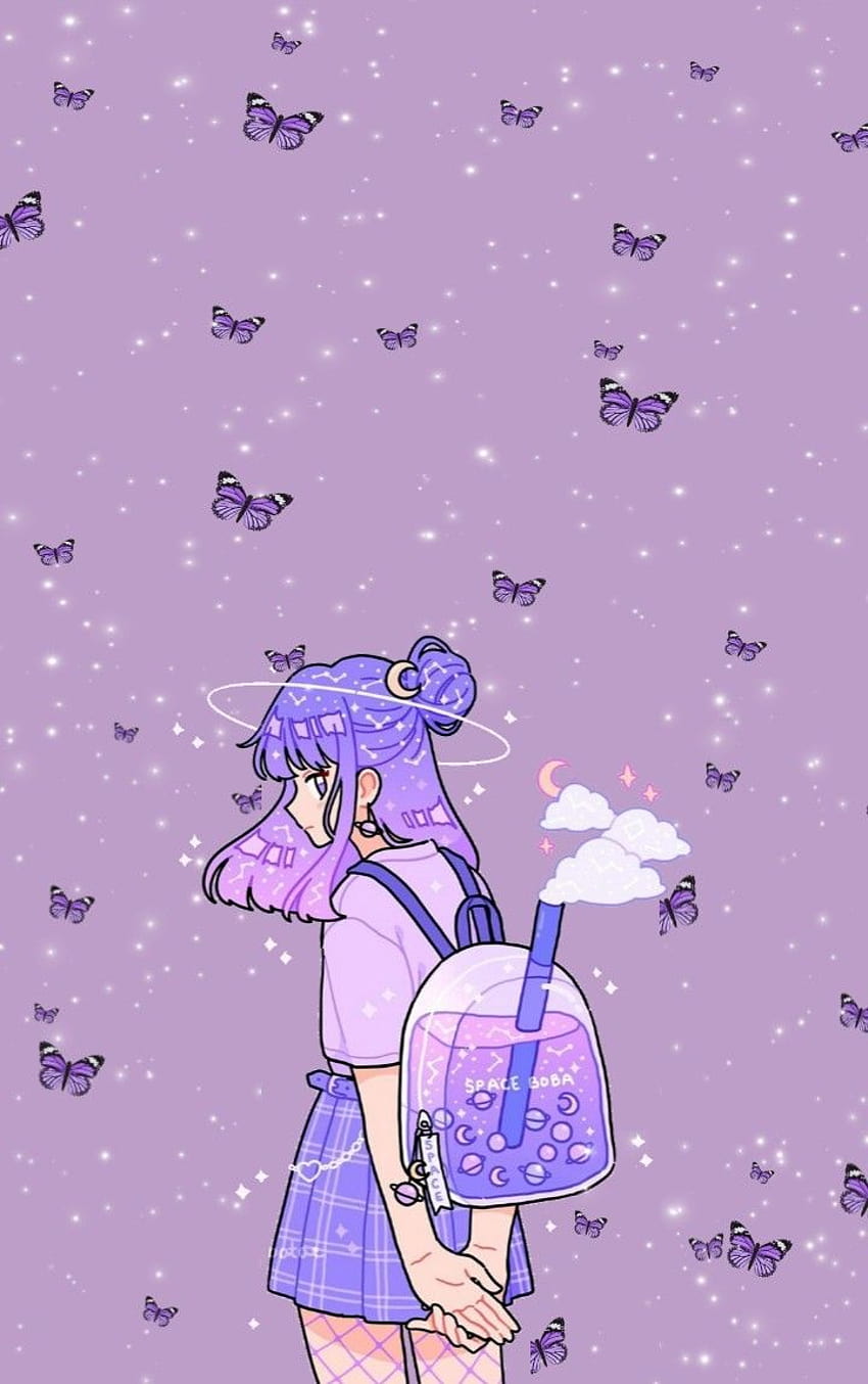Aesthetic Purple, cute purple anime HD phone wallpaper